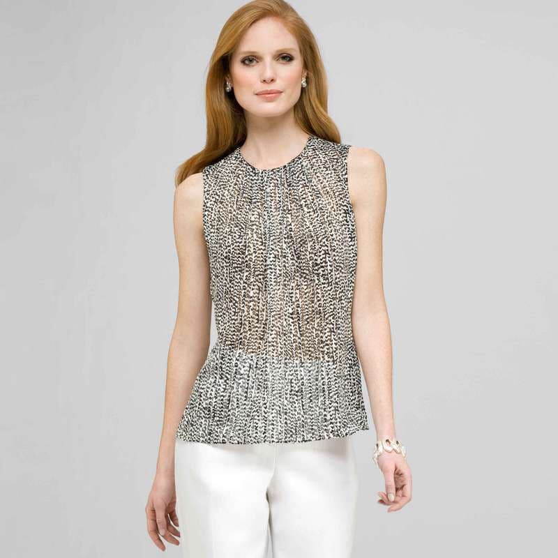 Sleeveless Pleated Top.